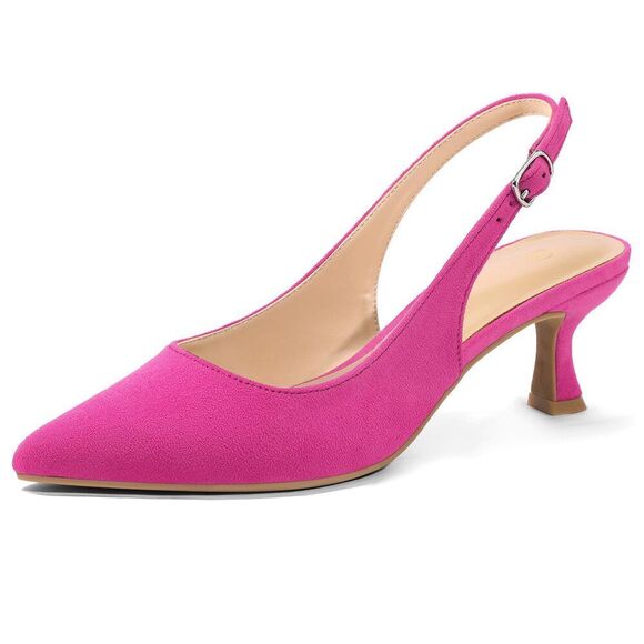 Mysoft Women's Slingback Kitten Heel Pumps 2-Inch Low Heels Closed Toe Party We - Picture 1 of 15